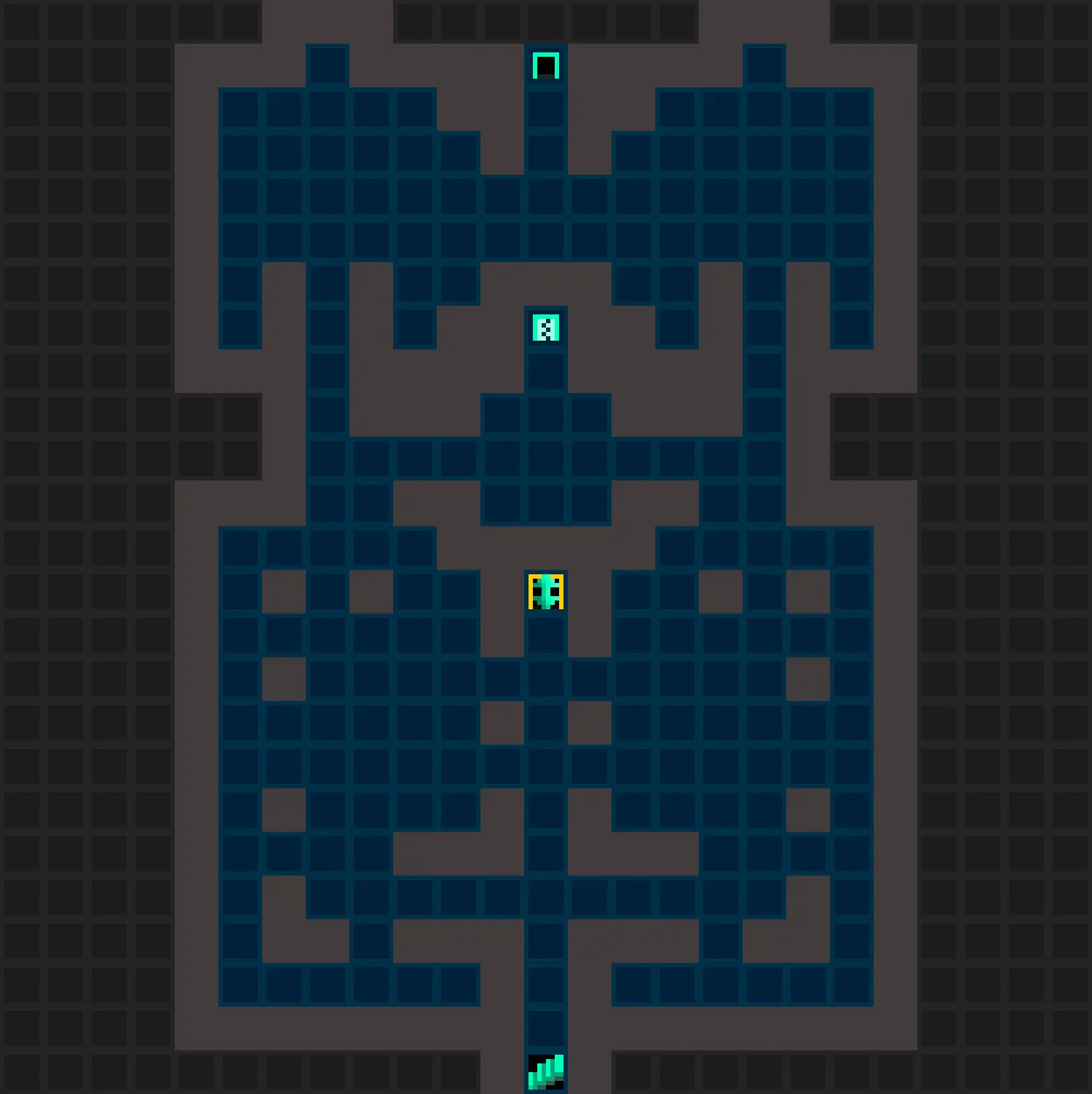 The sixth basement floor of Lethe, annotated with chests.