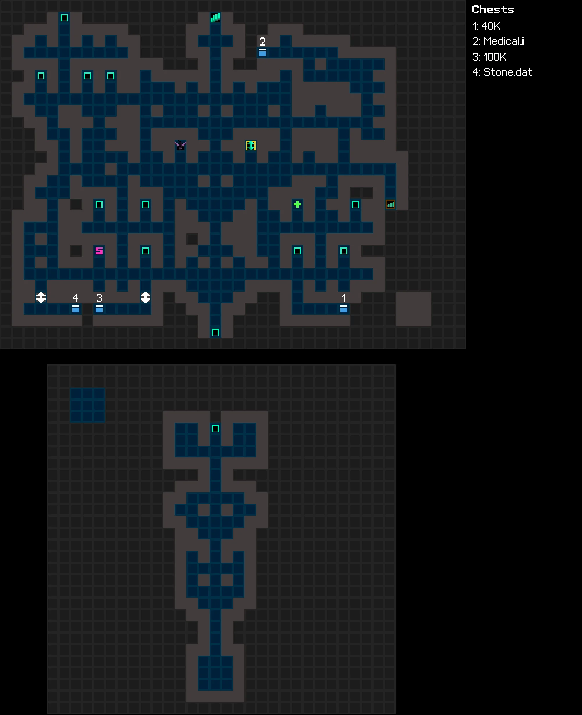 The first floor of Lethe, annotated with chests
