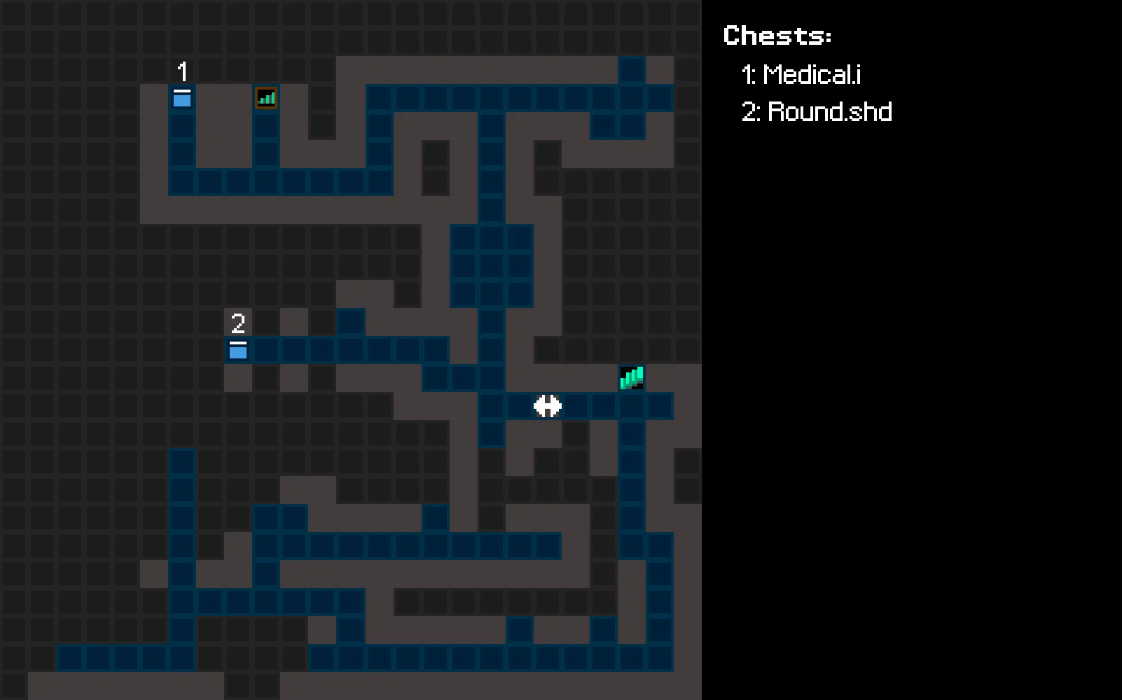 The second floor of Lethe, annotated with chests